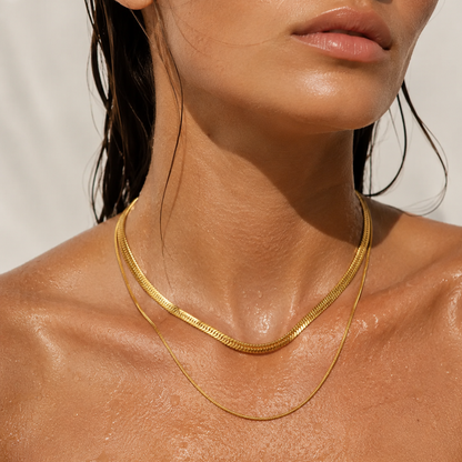 Cassia Double Chain Necklace — Short Necklace