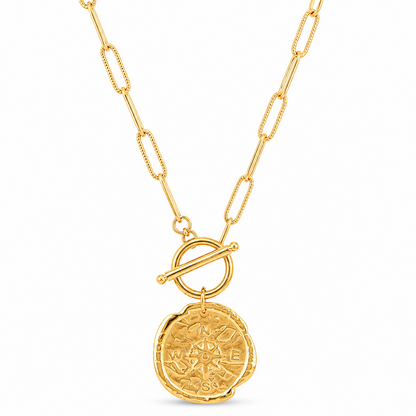 Asher Compass Pendant Toggle Chain Necklace
