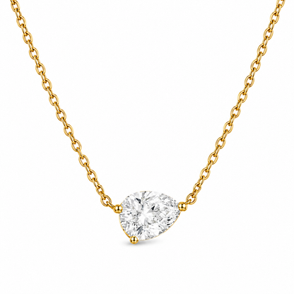 Lola Solitaire Sideways Pear Necklace