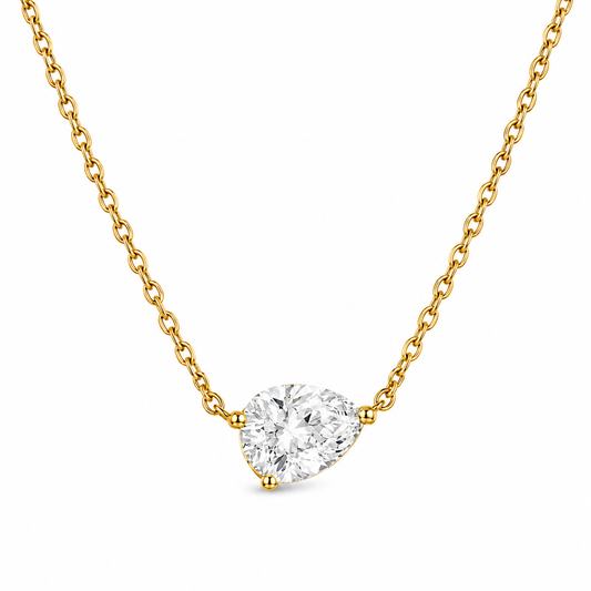 Lola Solitaire Sideways Pear Necklace