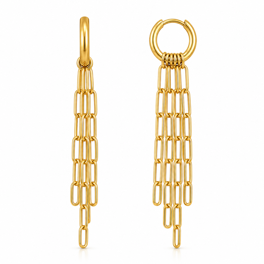 Olandria Drop Chain Huggie Hoop Earring