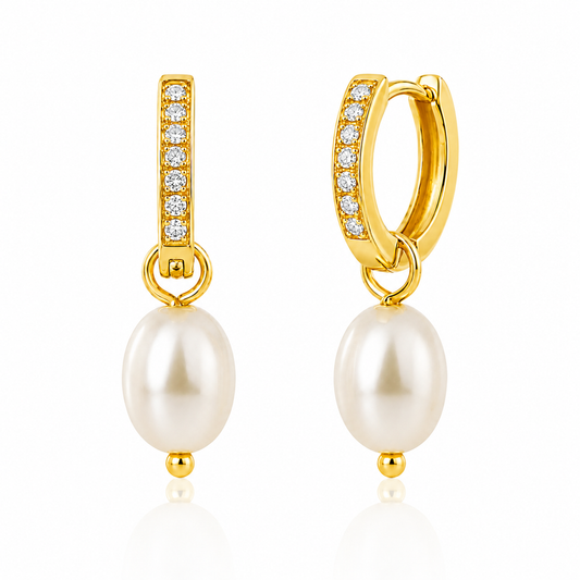 Georgie Huggie Hoop Pearl Earring