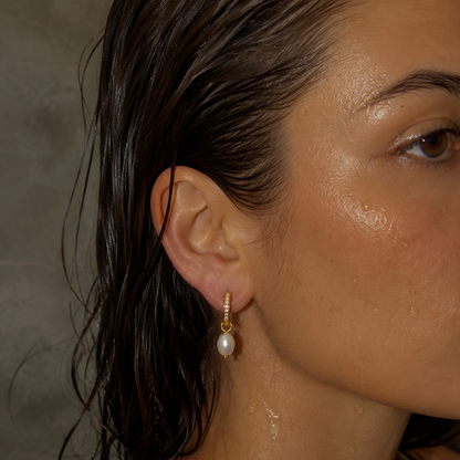 Georgie Huggie Hoop Pearl Earring