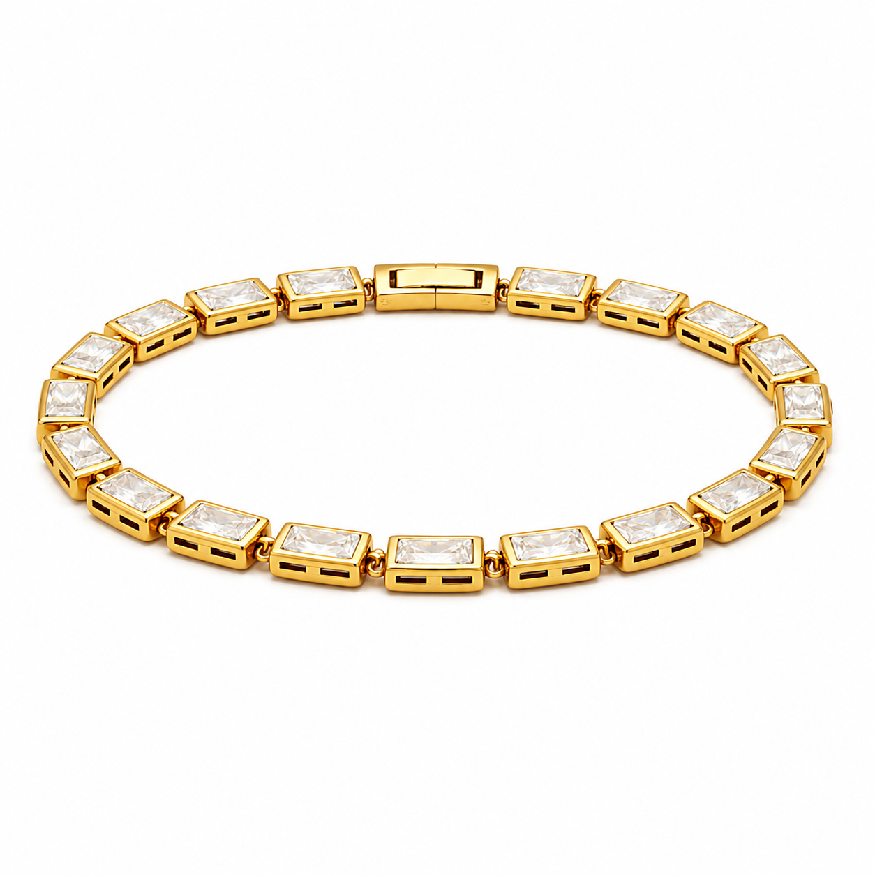 Monroe Baguette Bezel Tennis Chain Bracelet