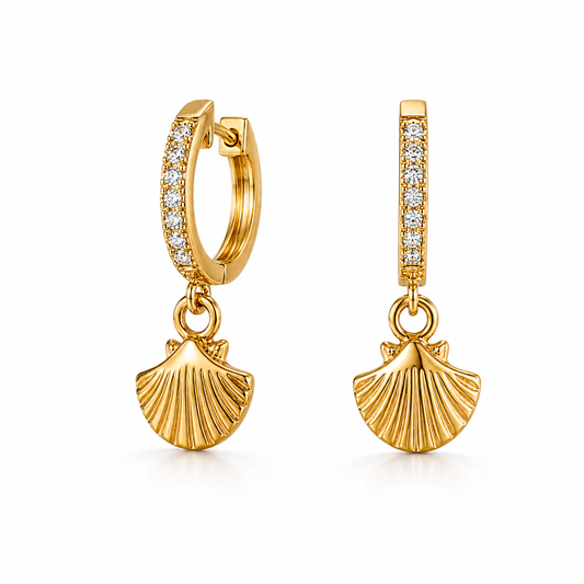 Citara Huggie Hoop Shell Earring