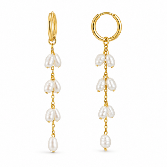 Theodora Mini Hoop Pearl Drop Earring