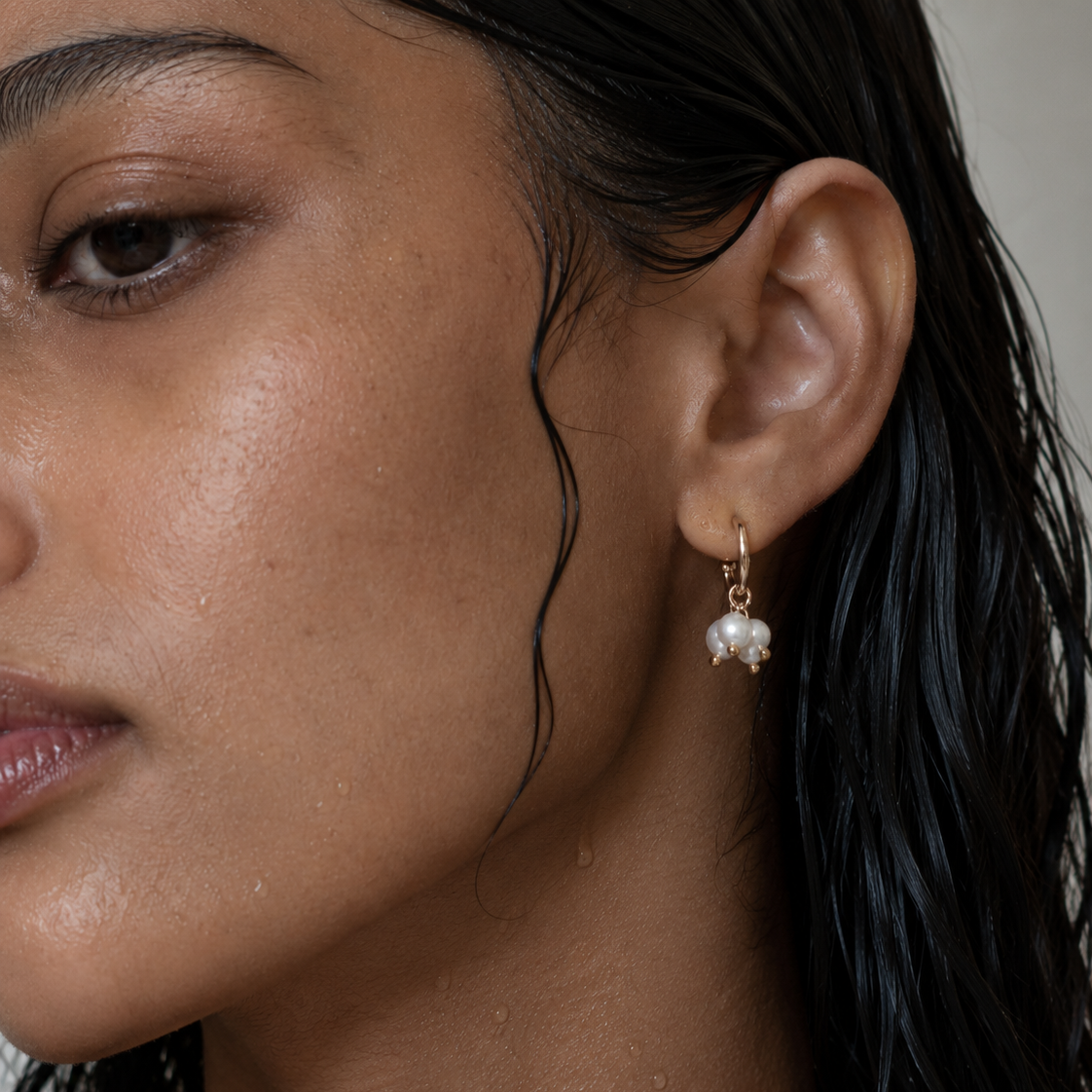 Chara Mini Hoop Pearl Earring