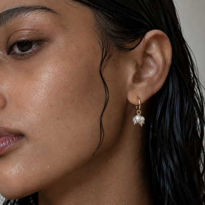Chara Mini Hoop Pearl Earring