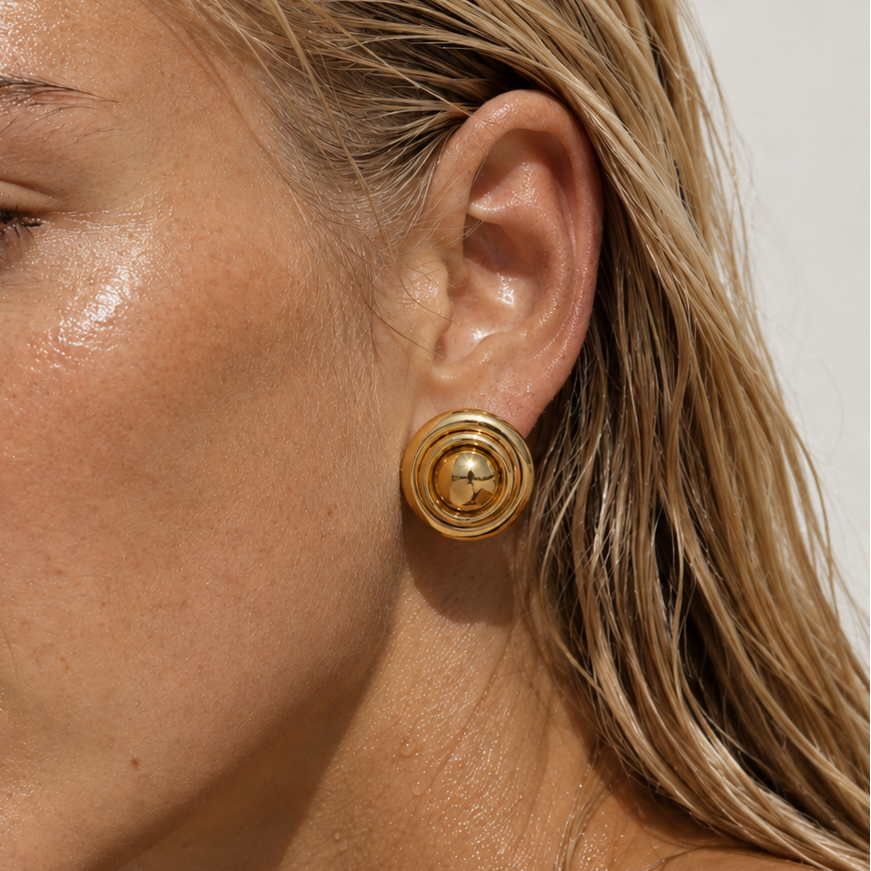Baylin Round Button Earring
