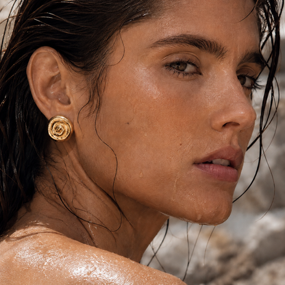 Heloisa Textured Spiral Button Earring