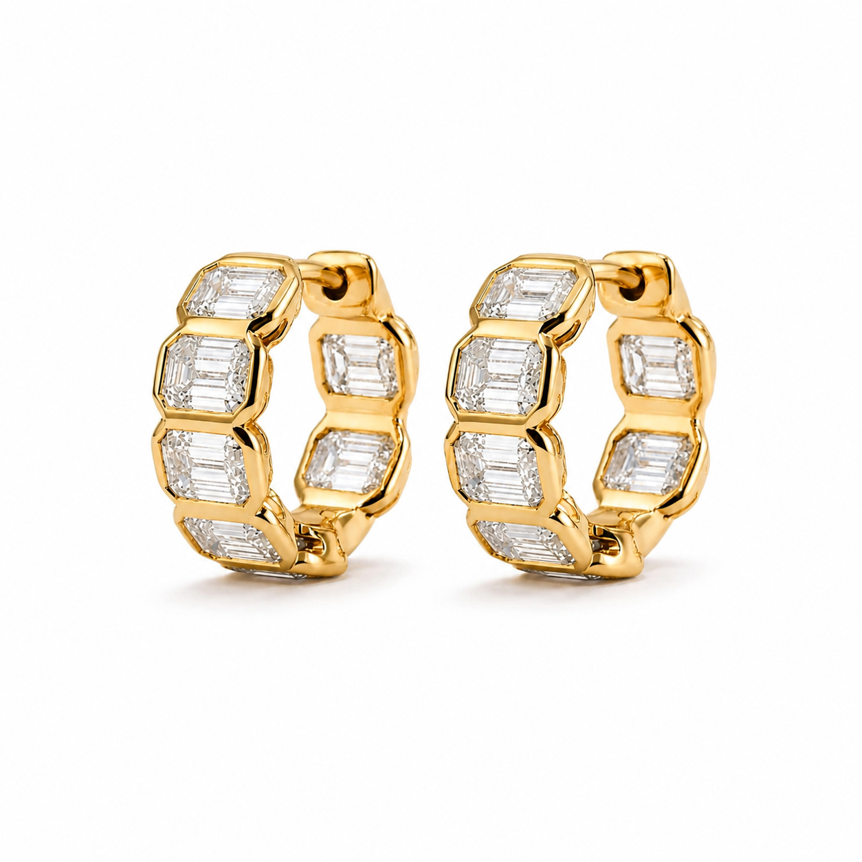 Elodie Emerald Bezel Mini Hoop Earring