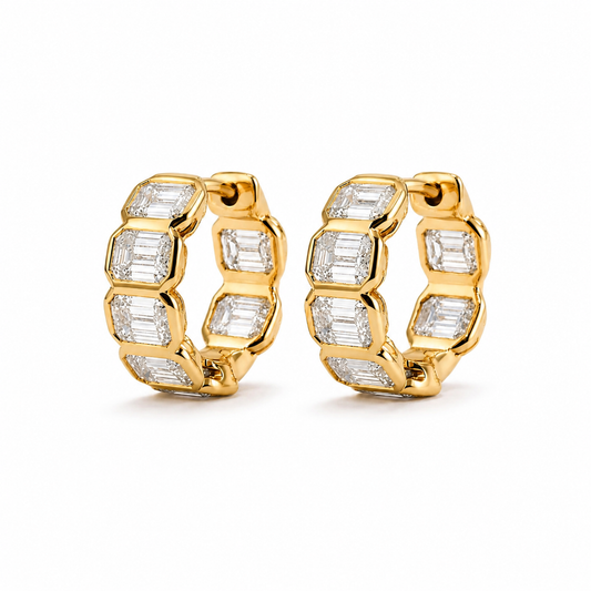Elodie Emerald Bezel Mini Hoop Earring