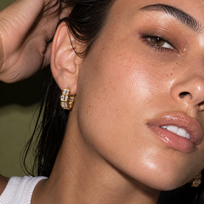 Elodie Emerald Bezel Mini Hoop Earring