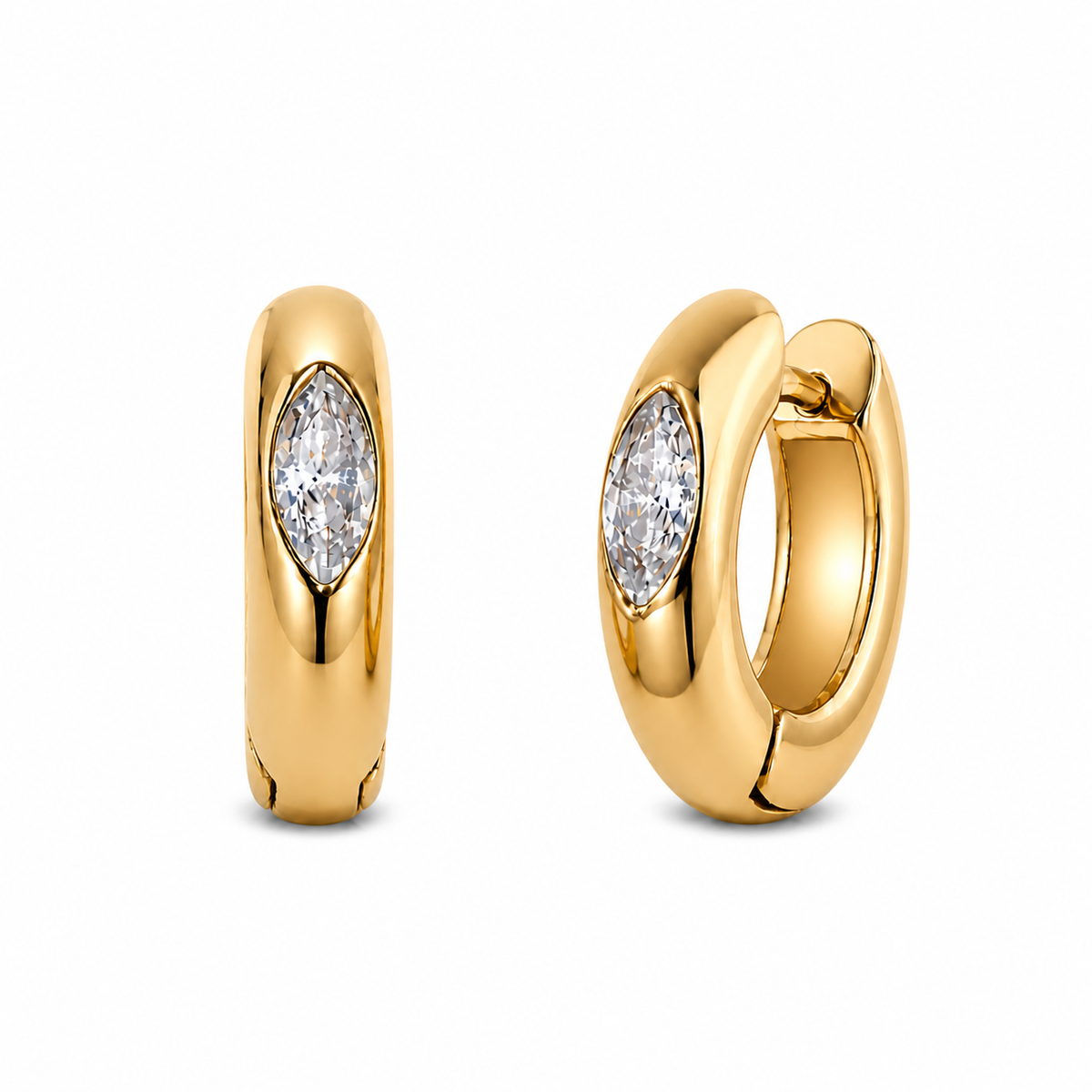 Solene Marquise Bezel Mini Hoop Earring