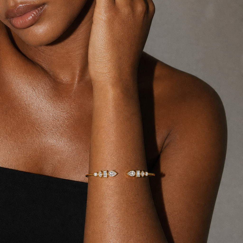 Amelie Mixed Bezel Cuff Bracelet