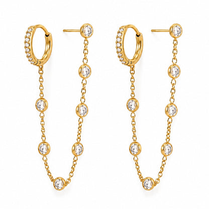 Tove Double Piercing Bezel Huggie Earring