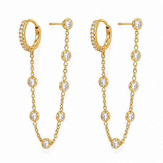 Tove Double Piercing Bezel Huggie Earring
