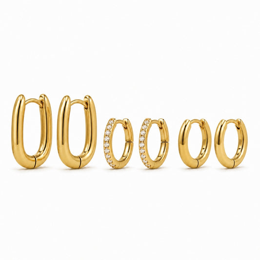 Delphine Triple Huggie Hoop Earring Set