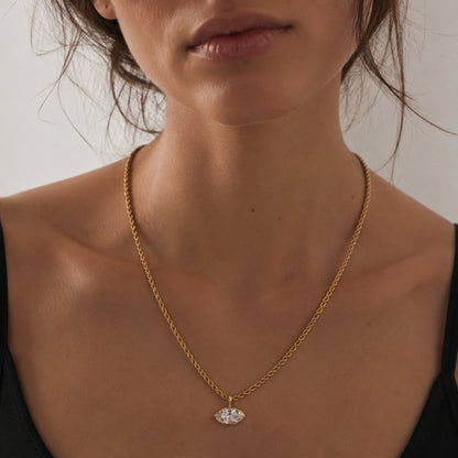 Sable Marquise Bezel Pendant Chain Necklace