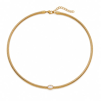 Isolde Marquise Bezel Snake Chain Choker Necklace