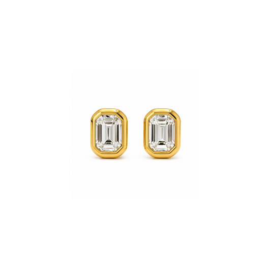 Elodie Emerald Bezel Stud Earring