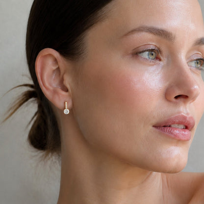 Rhea Pavé Round Drop Earring