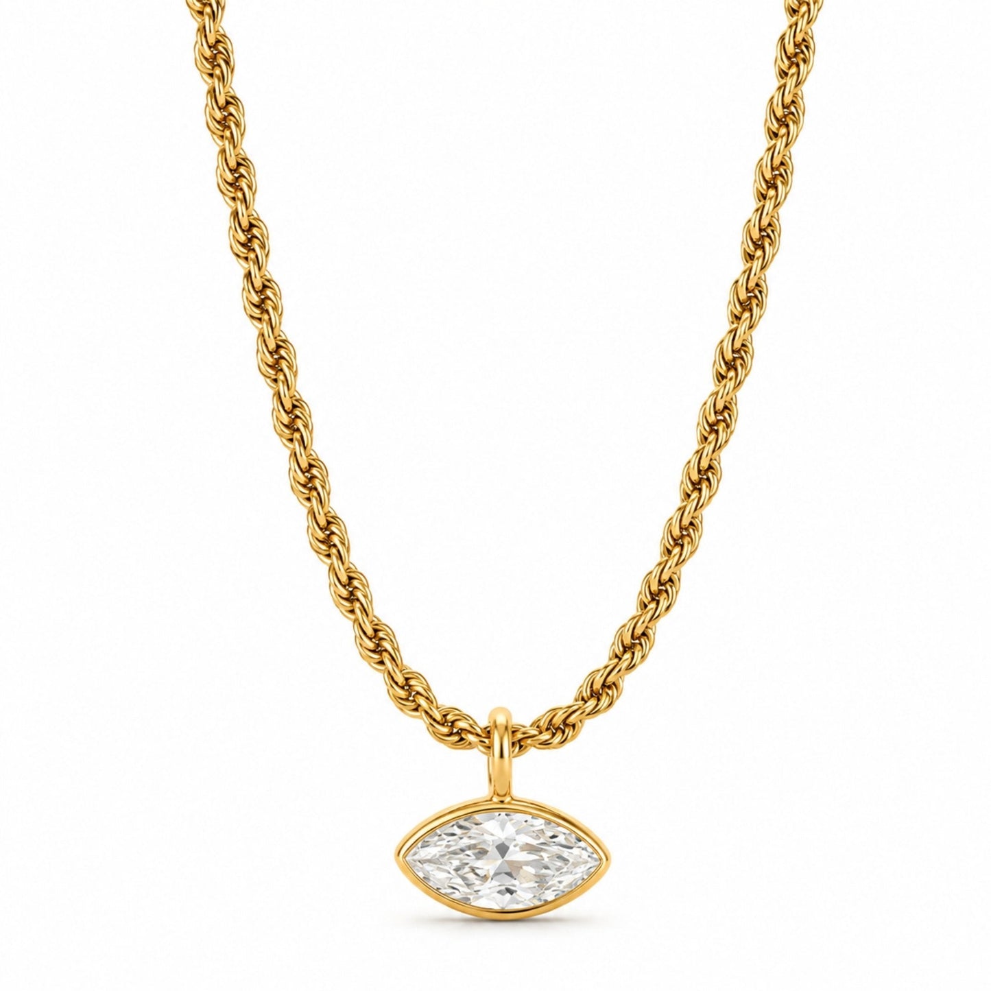 Sable Marquise Bezel Pendant Chain Necklace