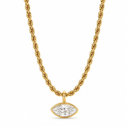 Sable Marquise Bezel Pendant Chain Necklace