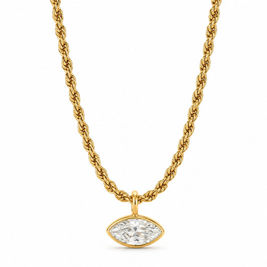 Sable Marquise Bezel Pendant Chain Necklace