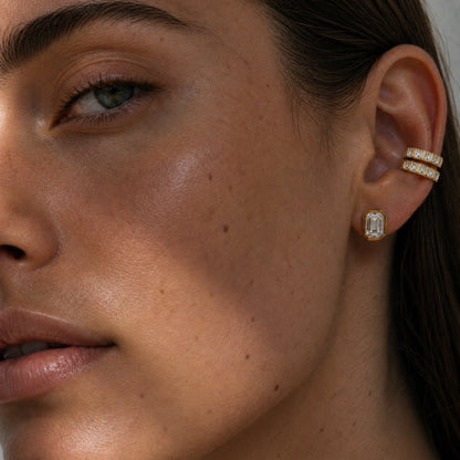 Elodie Emerald Bezel Stud Earring