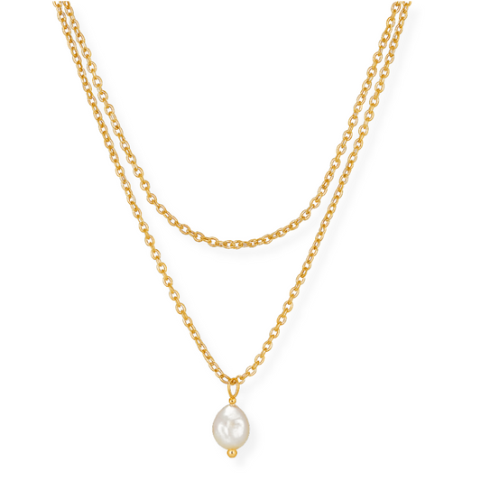 Jalen Double Chain Pearl Necklace