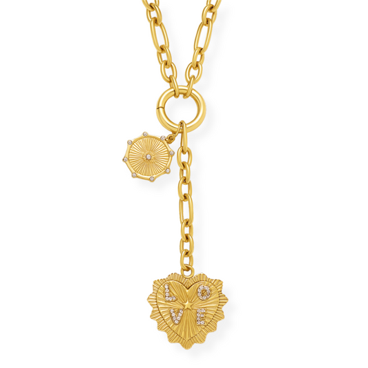 Nikita Toggle Chain Medallion Lariat Necklace