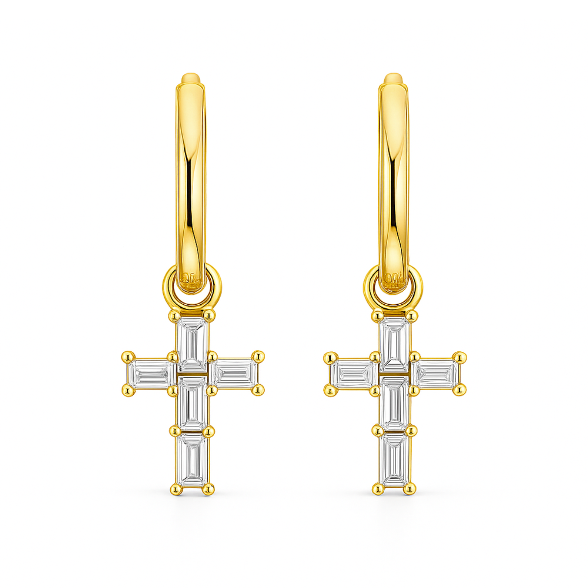 Taran Baguette Cross Huggie Hoop Earring