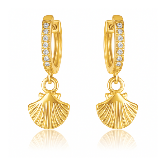 Citara Huggie Hoop Shell Earring
