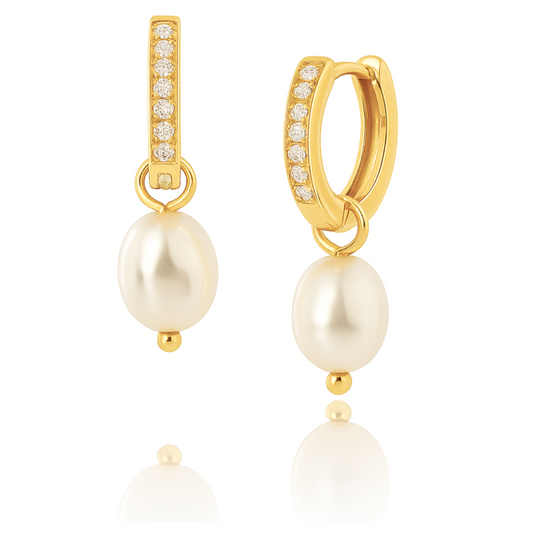 Georgie Huggie Hoop Pearl Earring