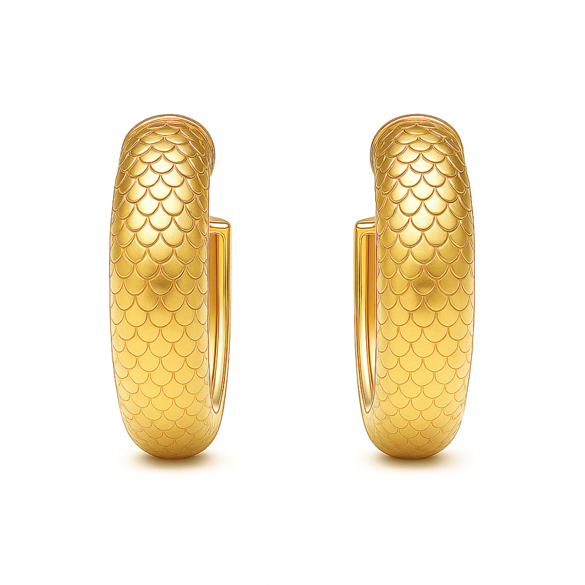 Nella Fish Scale Medium Hoop Earring