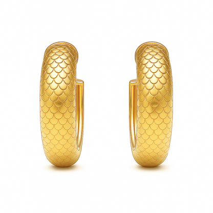 Nella Fish Scale Medium Hoop Earring