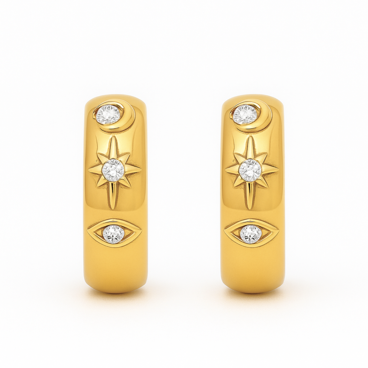 Wilder Evil Eye Celestial Huggie Hoop Earring