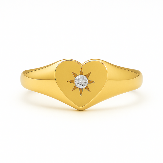 Vesper Heart Signet Ring