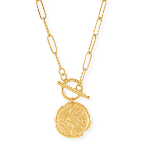 Asher Compass Pendant Toggle Chain Necklace
