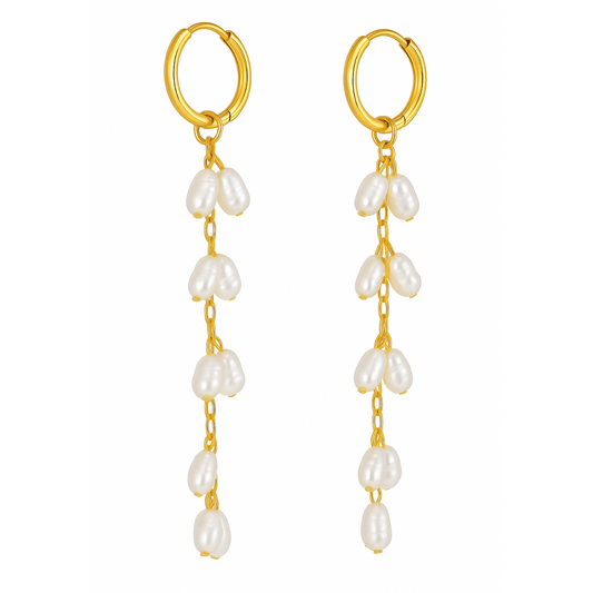 Theodora Mini Hoop Pearl Drop Earring