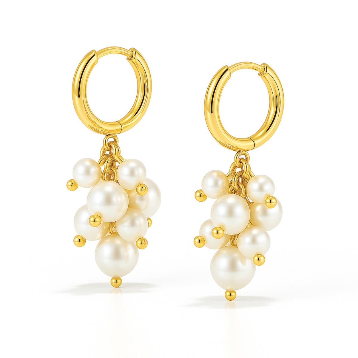 Soraya Cluster Pearl Huggie Hoop Earring