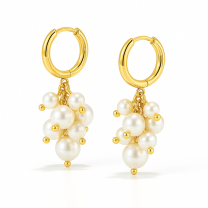 Soraya Cluster Pearl Huggie Hoop Earring