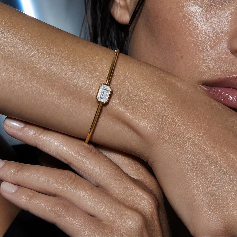 Elodie Emerald Bezel Bangle Bracelet