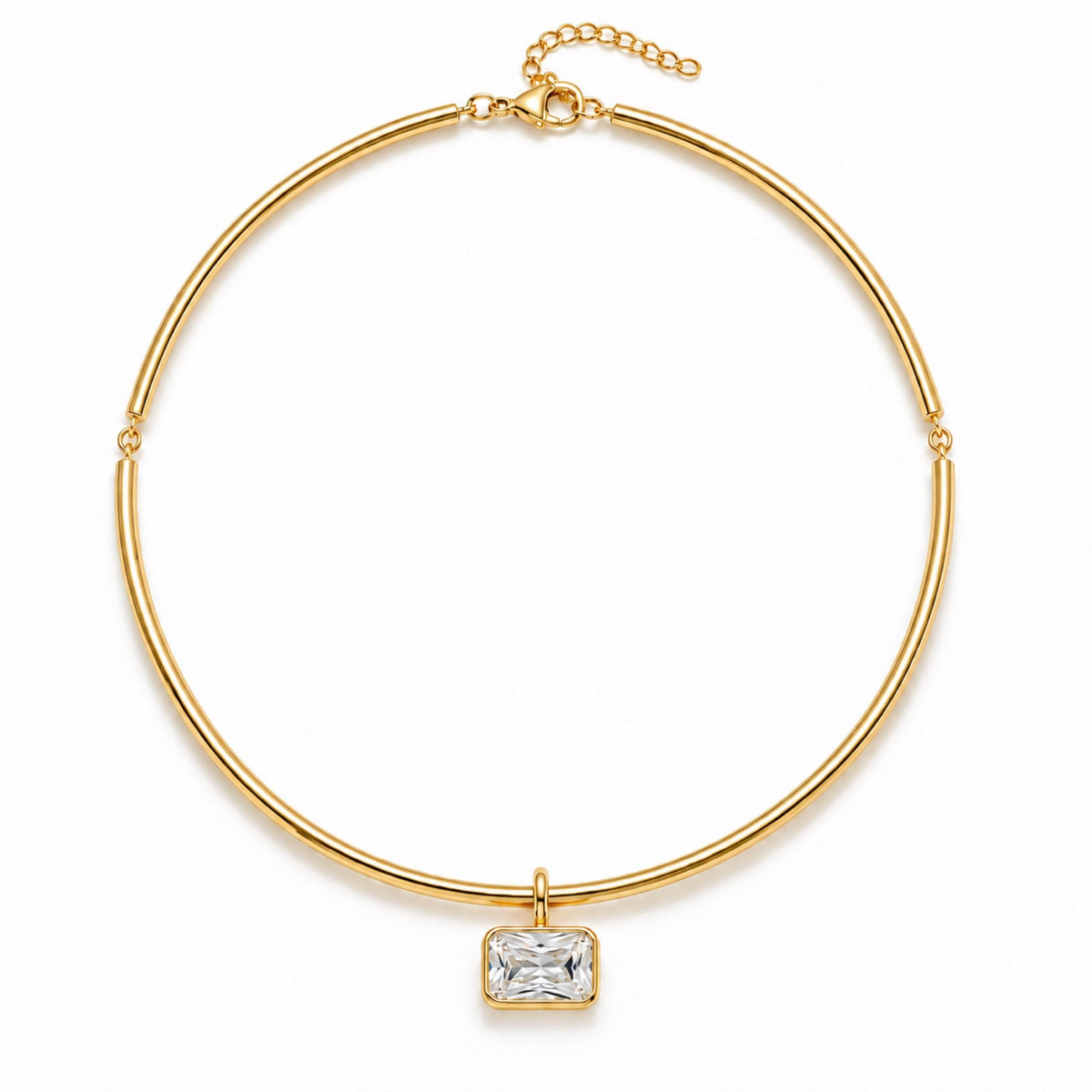 Noa Radiant Bezel Pendant Choker Necklace