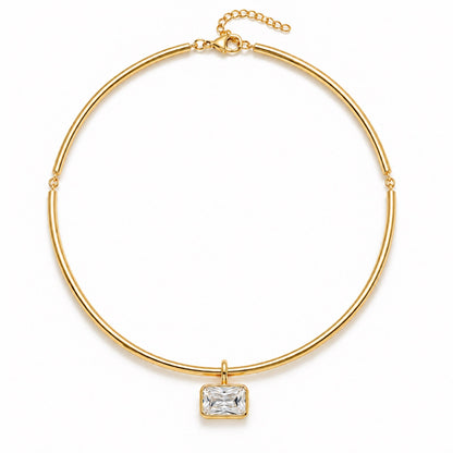 Noa Radiant Bezel Pendant Choker Necklace